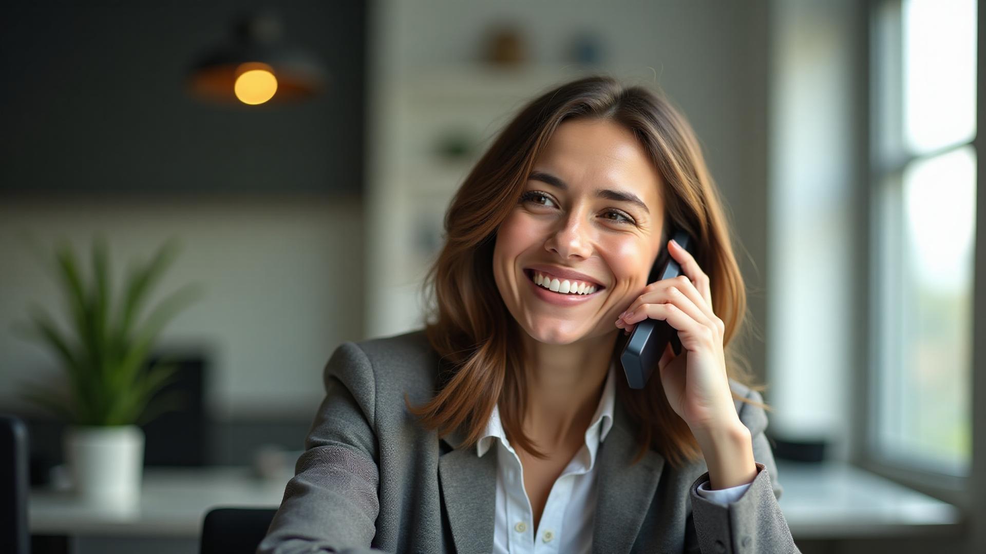 Business owner having a confident phone call with OwnerLine AI coach